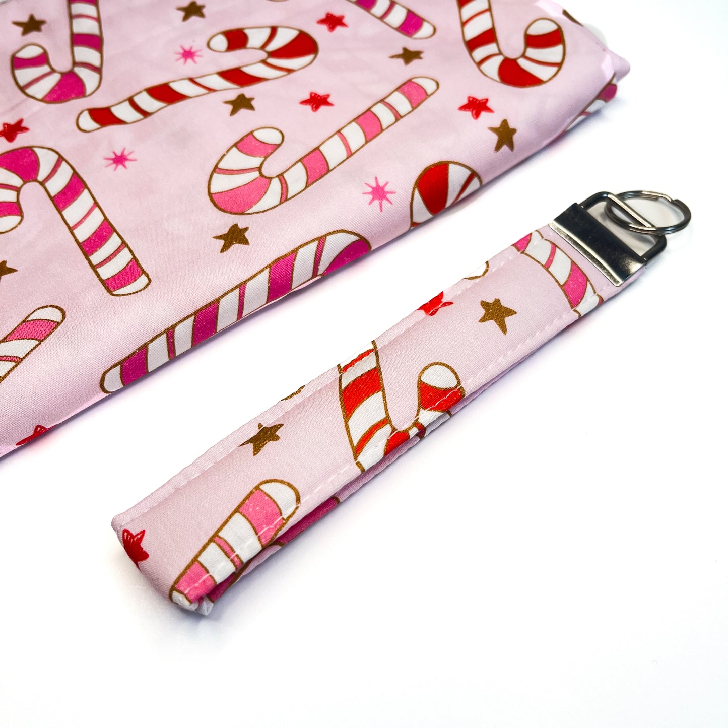 Candy Canes Keychain Wristlet