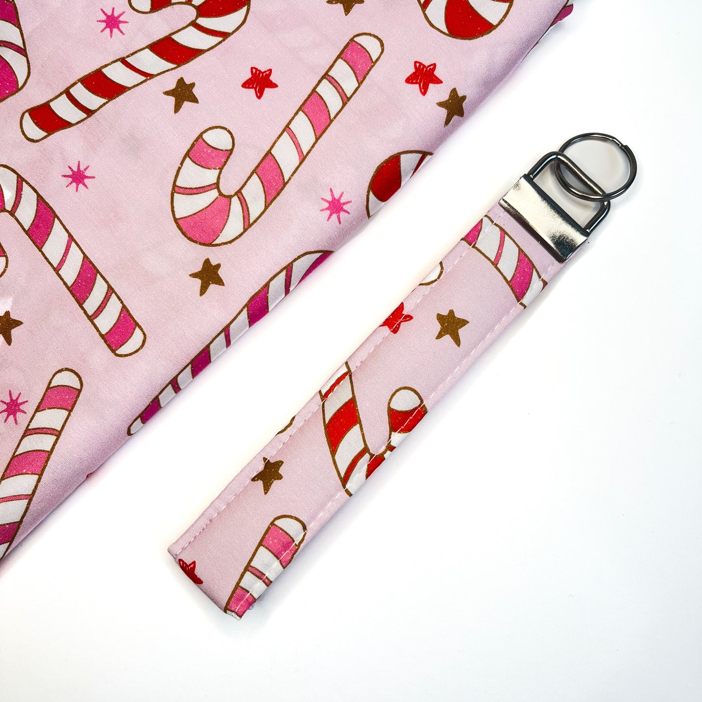 Candy Canes Keychain Wristlet