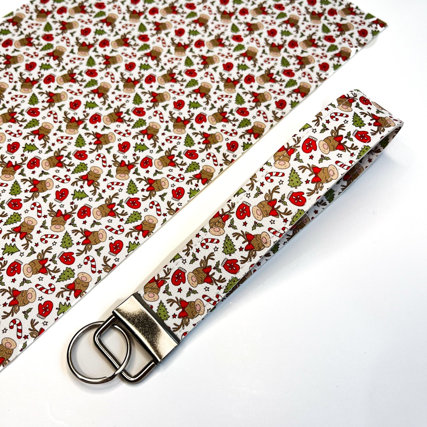 Christmas Faux Leather Keychain Wristlet